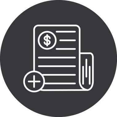 finansal rapor simgesi. Vektör biçimi düz ikonik sembol, yuvarlak açılar, gri renk, beyaz arkaplan.