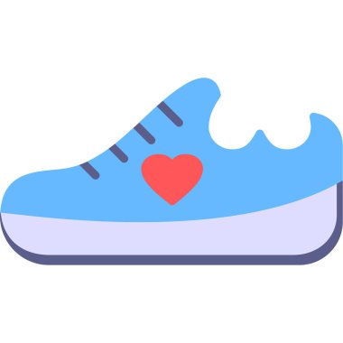 kalp ayakkabısı ikon vektörü. İzometrik kalp ayakkabı izi. renk izole edilmiş sembol çizimi