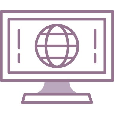 dünya simgesi vektör illüstrasyon tasarımlı bilgisayar ekranı