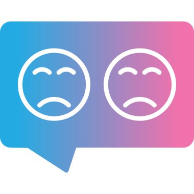 Geribildirim, üzgün, kötü, üzgün, geri bildirim düz çizgi simgesi