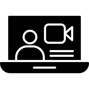 Video çağrı simgesi ana hat vektörü. çevrimiçi toplantı