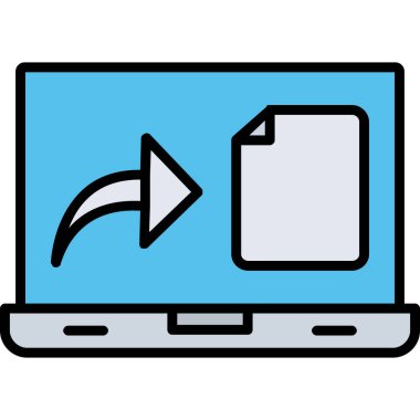 dizüstü bilgisayar simgesi renk ana hatları vektörü