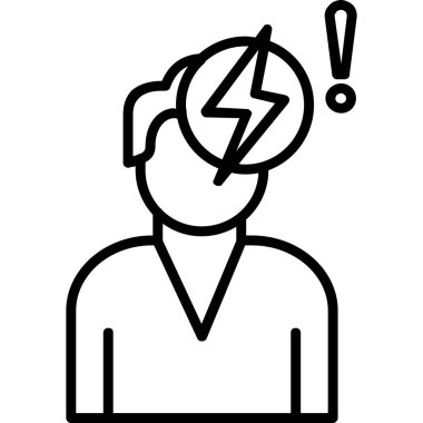 Kızgın adam ikon vektörü. Baş ağrısı olan ana hatlı adam. izole edilmiş sınır sembolü çizimi