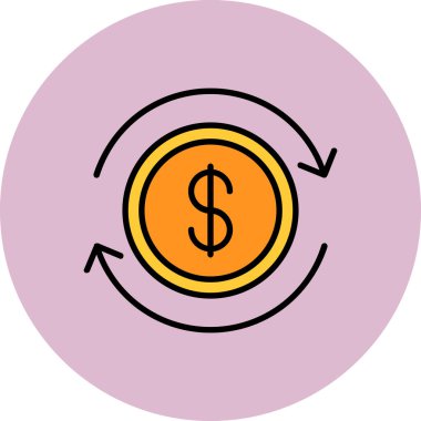 Dolar vektör renk çizgisi simgesi