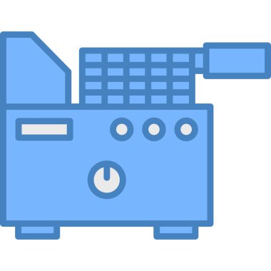 Bir makine ile mavi simgenin vektör illüstrasyonu