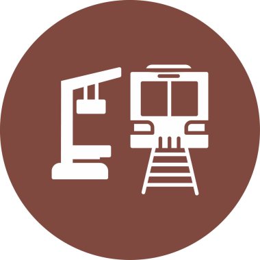 Tren istasyonu. Tren istasyonunun çizimi. Trenin vektör simgesi.