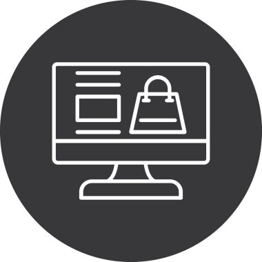 bilgisayar monitörü ve kilit simgesi, vektör illüstrasyonu