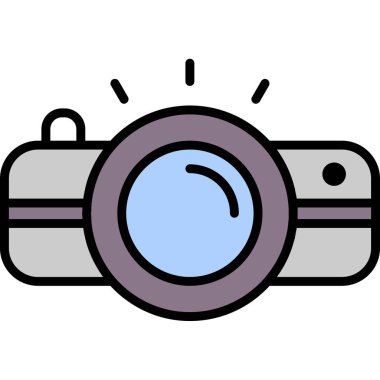 kamera fotoğraf ikonu. özet fotoğraf makinesi vektör rengi düz izole