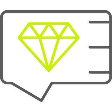 Elmas ikonu. Vektör biçimi düz sembol, eko eko yuvarlak açılar, eko yeşil renk, beyaz arkaplan