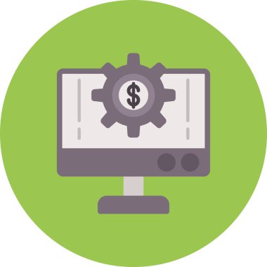 Dolar işareti simgesi, vektör illüstrasyonlu bilgisayar monitörü