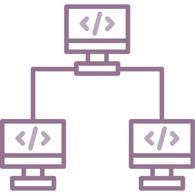 bilgisayar ve ağ simgesi, basit vektör illüstrasyonu