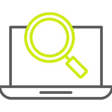 Monitör ikonlu büyüteç. ince çizgi tasarımı