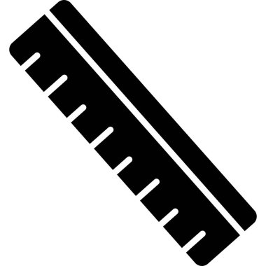 Cetvel vektör simgesi. biçim düz sembol, siyah renk, yuvarlak açılar, beyaz arkaplan.