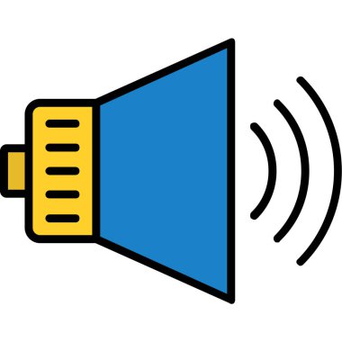 Megafon simgesi. Taslak megafon vektör simgesi rengi düz izole