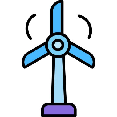 Rüzgar türbini simgesi renk ana hatları vektörü