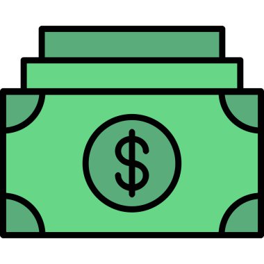 Dolar para simgesi renk ana hatları vektörü