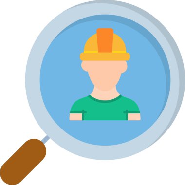 Büyüteç ve şapka vektör çizimine sahip mühendis