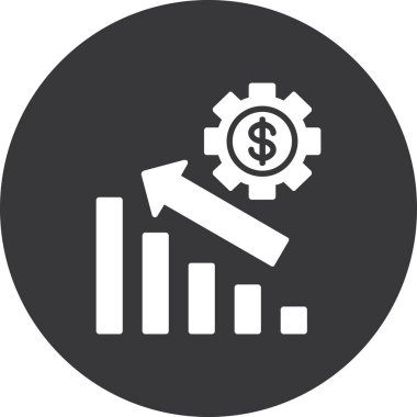 Satış grafiği düz yuvarlanmış kabartma simgesi