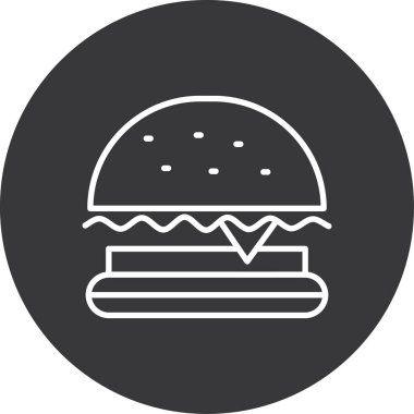 Hamburger simgesi, vektör illüstrasyonu basit tasarım