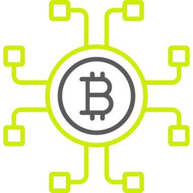 Ana hatlar biçiminde bitcoin engelleme ağı simgesi