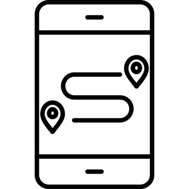 gps konum haritası simgesi ana hat biçiminde