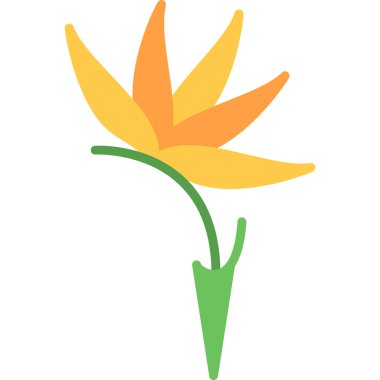 Yapraklı sarı çiçek, illüstrasyon, beyaz arkaplanda vektör.