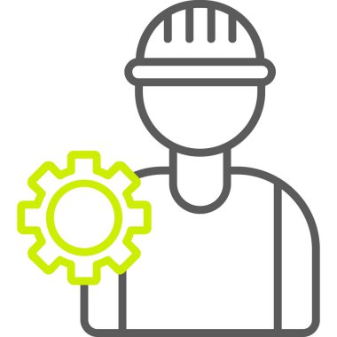 dişli simgesi olan işçi, vektör tasarımı