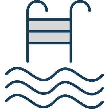 Yüzme havuzu ikonu. Yüzme havuzu vektör simgesi rengi düz izole