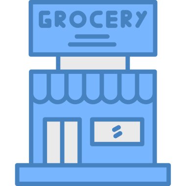 süpermarket alışveriş binası simgesi doldurulmuş taslak biçiminde