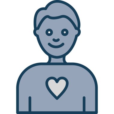 Kalp ikonu olan mutlu adam.