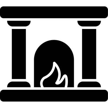 şömine simgesi vektör illüstrasyonu