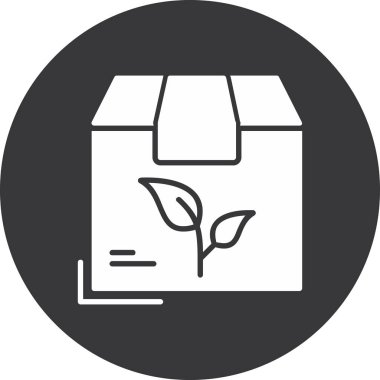 Karton kutu simgesi olan bir bitki, vektör illüstrasyonu