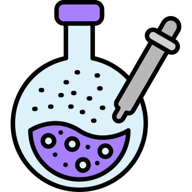 Kimyasal şişe simgesi renk ana hatları vektörü