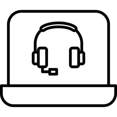 dizüstü bilgisayar simgesi. Arkaplanda izole edilmiş web tasarımı için kulaklık vektör simgesinin özet çizimi