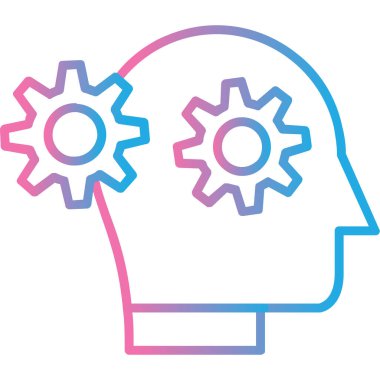 Beyin ve dişliler. Web simgesi basit tasarım