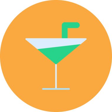 alkollü içecek ckcktail simgesi düz stil