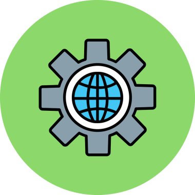 küresel ayar simgesi. Web için dişli vektör simgelerinin özet çizimi