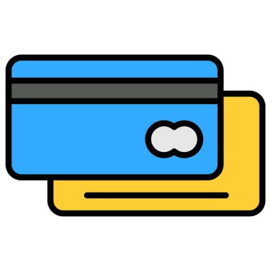 Kredi kartı simgesi renk ana hatları vektörü