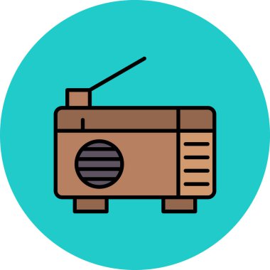 radyo ikonu. İnternet için radyo vektör simgelerinin özet çizimi