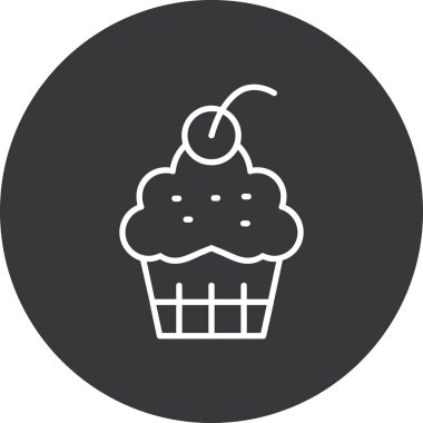 cupcake düz simgesi, vektör, illüstrasyon