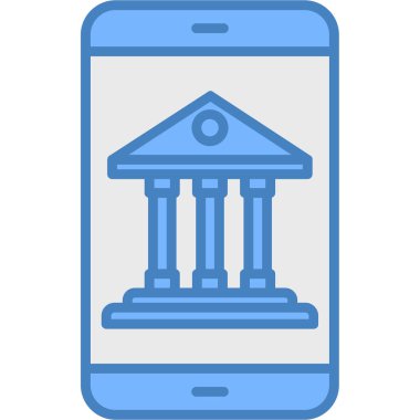 Banka binası simgesi vektör illüstrasyonu