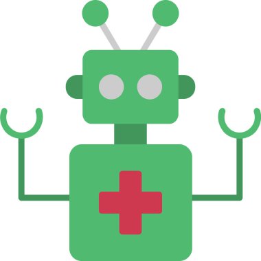 tıbbi robot düz simgesi