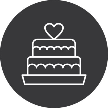 düğün pastası, kalp, düğün, düğün, pasta simgesi, vektör illüstrasyonu