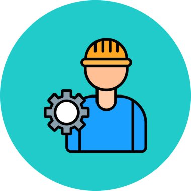 Mühendis adam simgesi, vektör illüstrasyonu