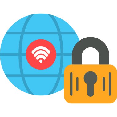 İnternet güvenlik simgesi renkli vektör illüstrasyonu.