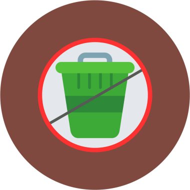 Çöp tenekesi düz daire vektör deseni