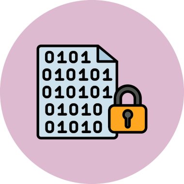 asma kilit ve ikili kod vektör çizimi