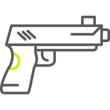 tabanca ve silah, çizgi ikonu. Silah vektör çizimi beyaza izole edildi. Askeri silah taslak tarzı, web ve uygulama için tasarlanmış. eps 1