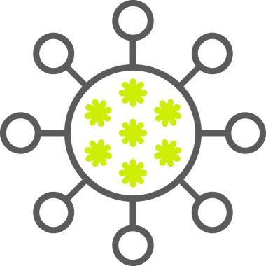 Virüs bakteri vektör simgesi. biçim düz sembol, eko yeşil renk, yuvarlak açılar, beyaz arkaplan