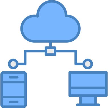 bulut hesaplama vektör çizgisi simgesi